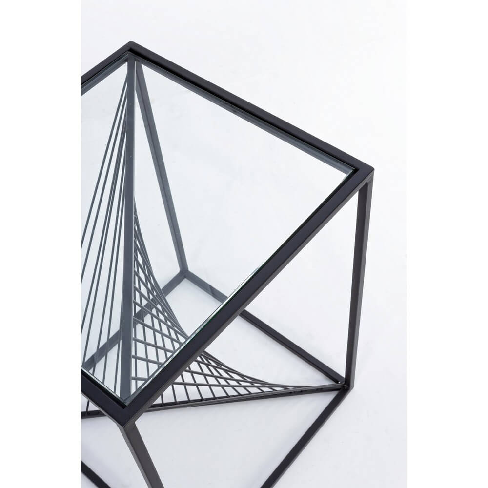 Tavolino in Acciaio con Piano in Vetro Temperato Design Geometrico - WILLIAM