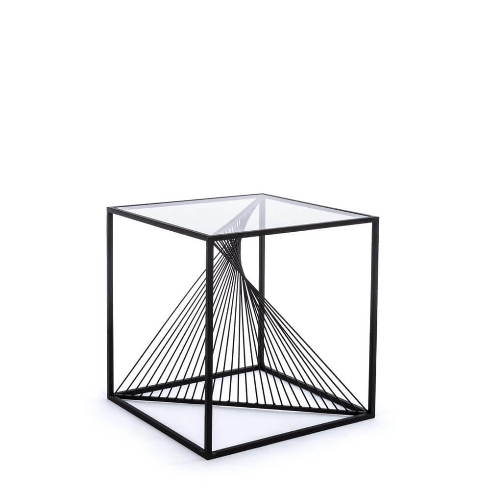Tavolino da Salotto in Acciaio e Vetro Design Geometrico - WILLIAM