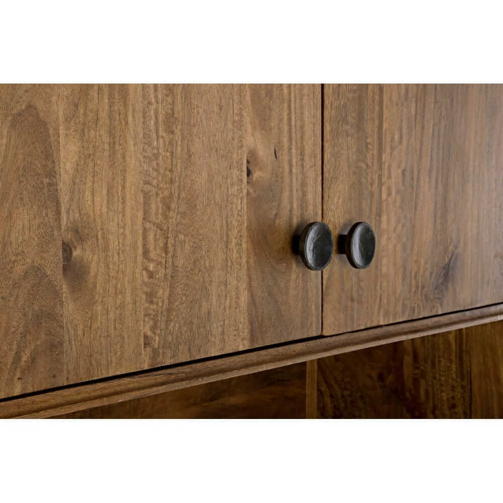 Credenza Alta in Legno di Mango 4 Ante con Vano Aperto - EVANDER
