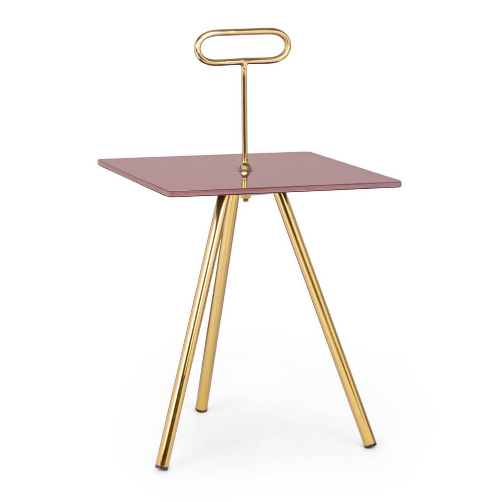 Tavolino con Piano in Vetro Temperato e Struttura Dorata - KALEB