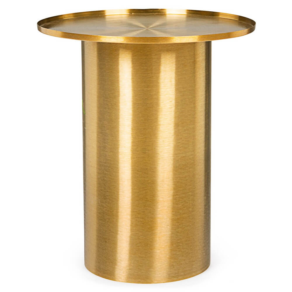 Tavolino rotondo in acciaio finitura ottone base cilindrica - HISPER