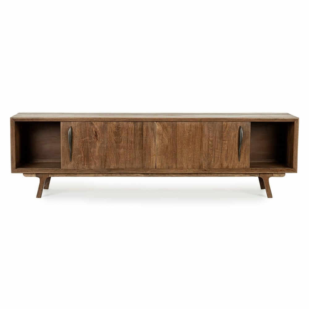 Mobile porta TV in legno di mango 2 ante e 3 cassetti stile vintage - LAWSON