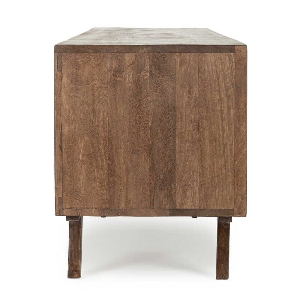Mobile porta TV in legno di mango 2 ante e 3 cassetti stile vintage - LAWSON