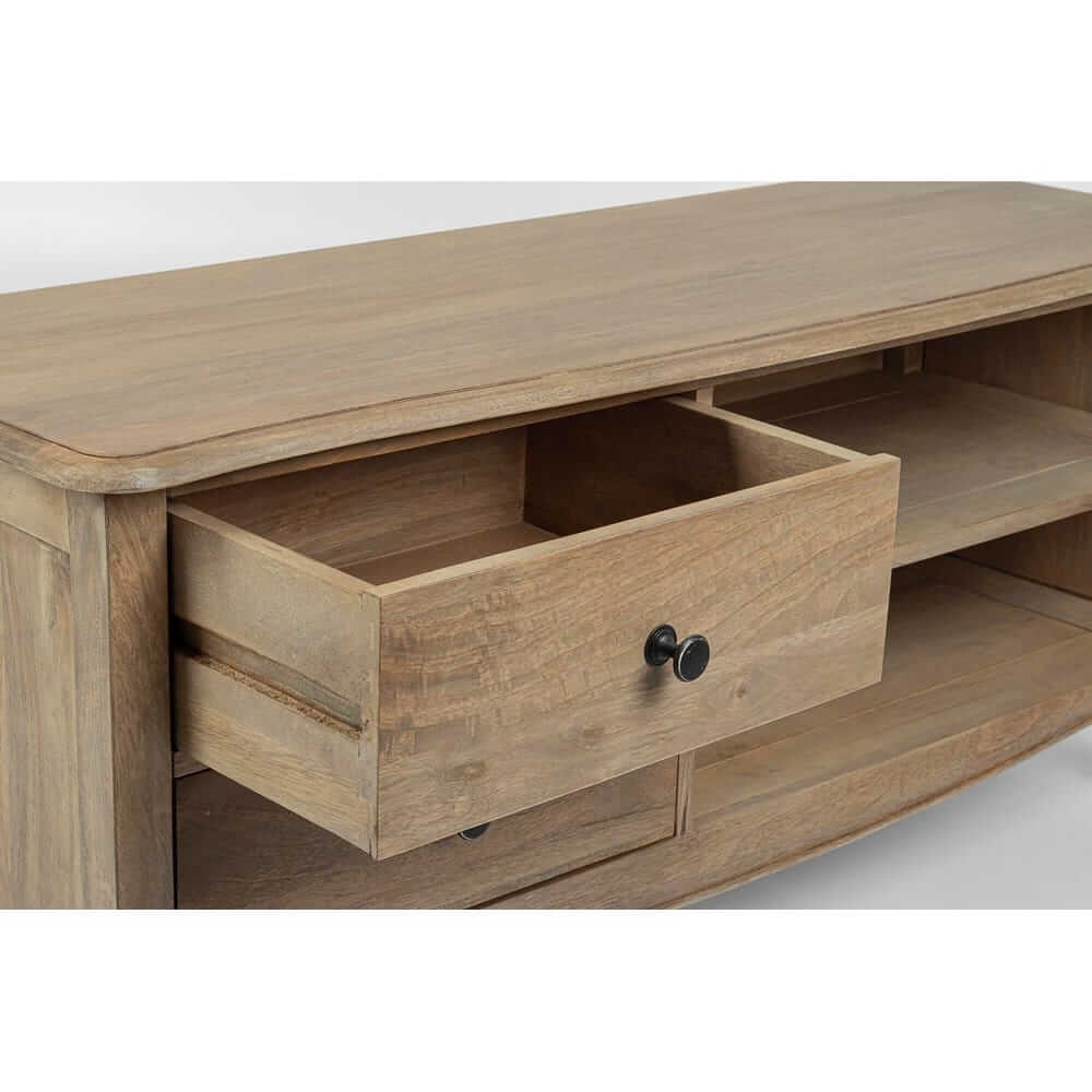 Mobile Porta TV in Legno di Mango con 2 Cassetti Stile Shabby - SERAPHINA