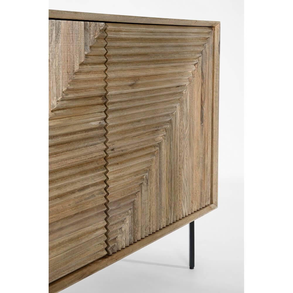 Credenza in Legno di Mango 2 Ante 3 Cassetti con Gambe in Acciaio - ISABELLA