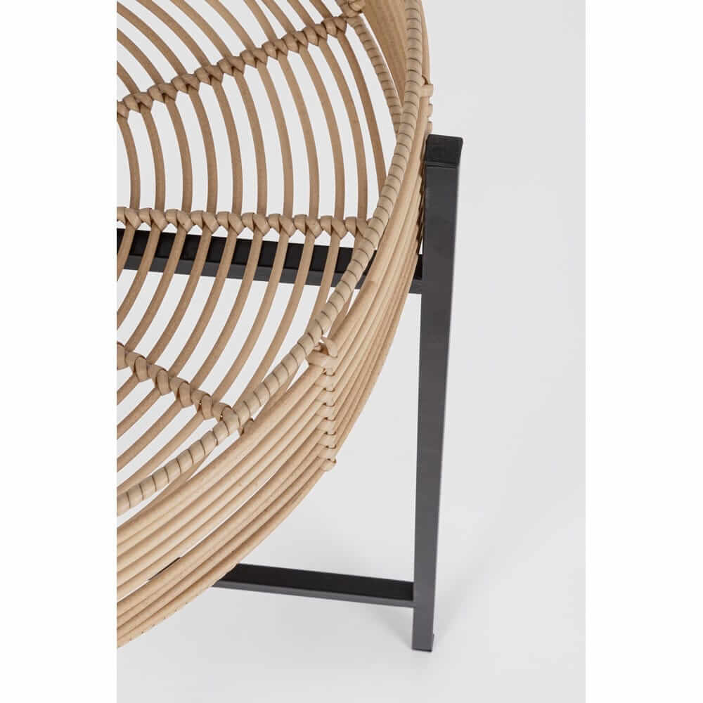 Set da 2 Tavolini Rotondi in Polyrattan e Metallo Nero - LENNY