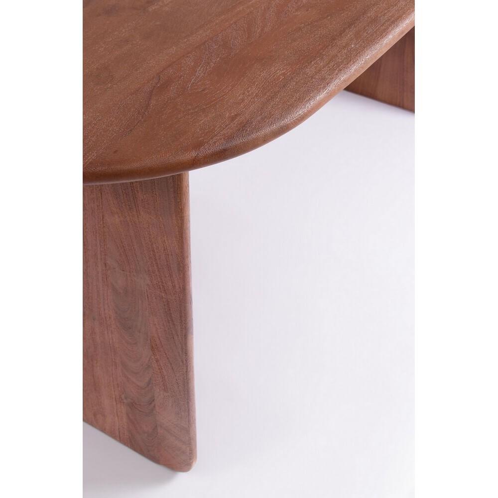 Scrivania in legno di acacia massello con piano ovale - NAYANA
