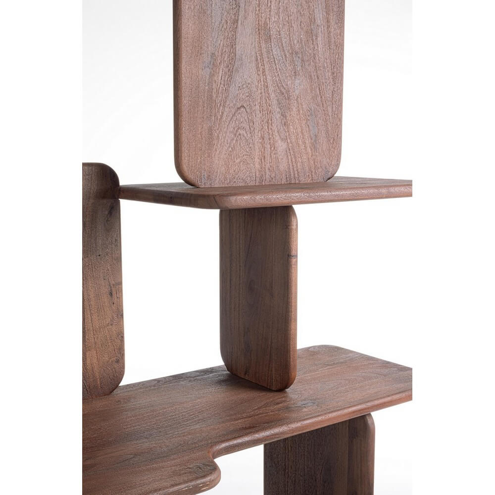 Libreria Scrivania in Legno di Acacia Sabbiato Design Moderno - NAYANA