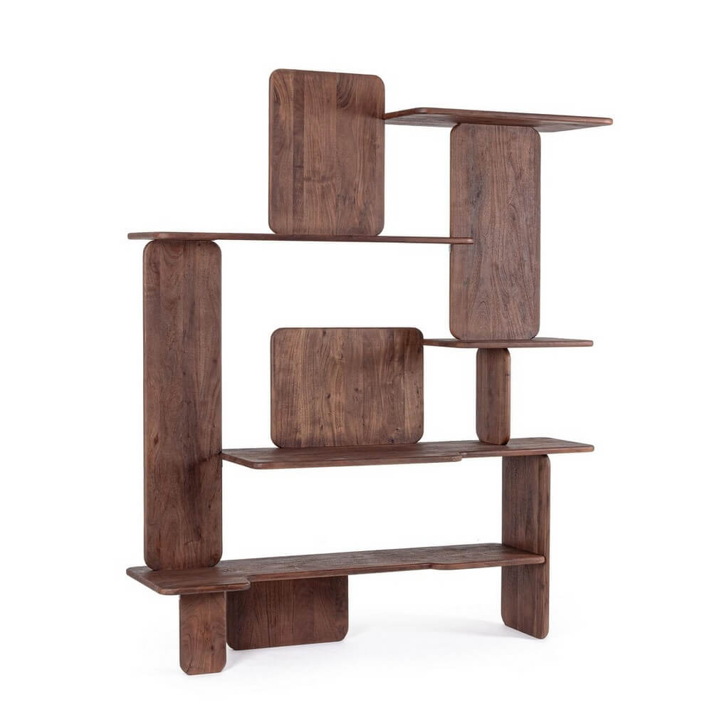 Libreria Scrivania in Legno di Acacia Sabbiato Design Moderno - NAYANA