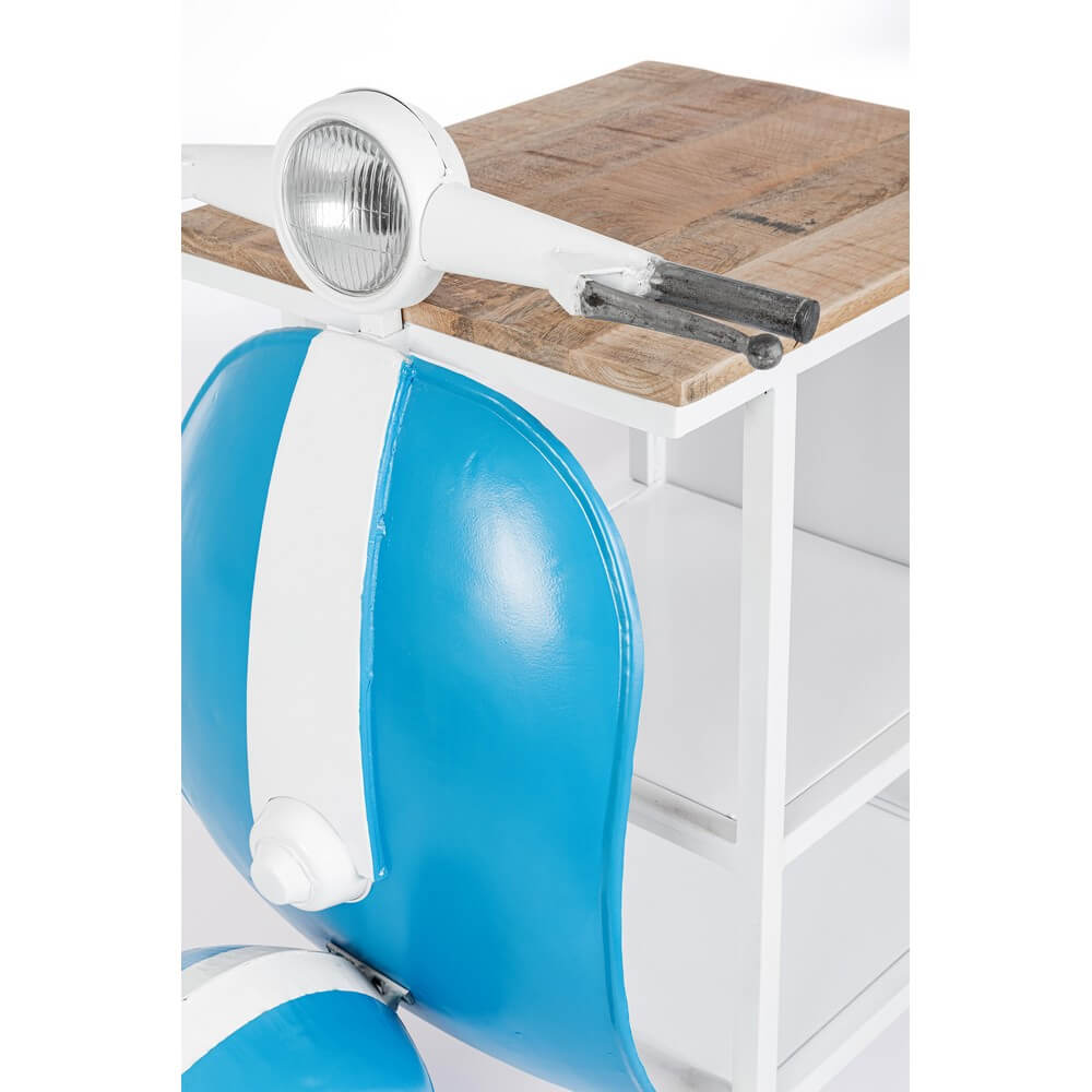 Consolle Bar a Forma di Scooter in Acciaio e Legno di Mango - JADE