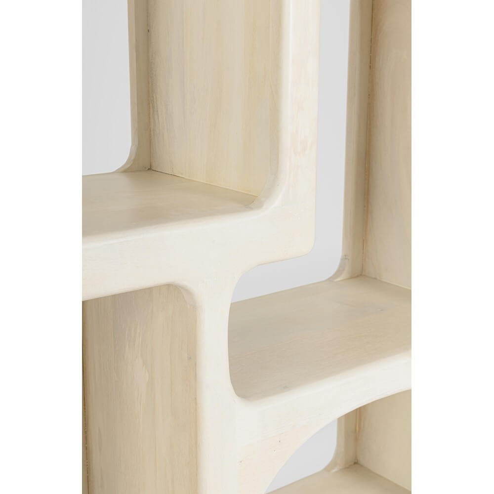 Libreria in Legno di Mango con 6 Vani e Forme Arcuate - KATERINA