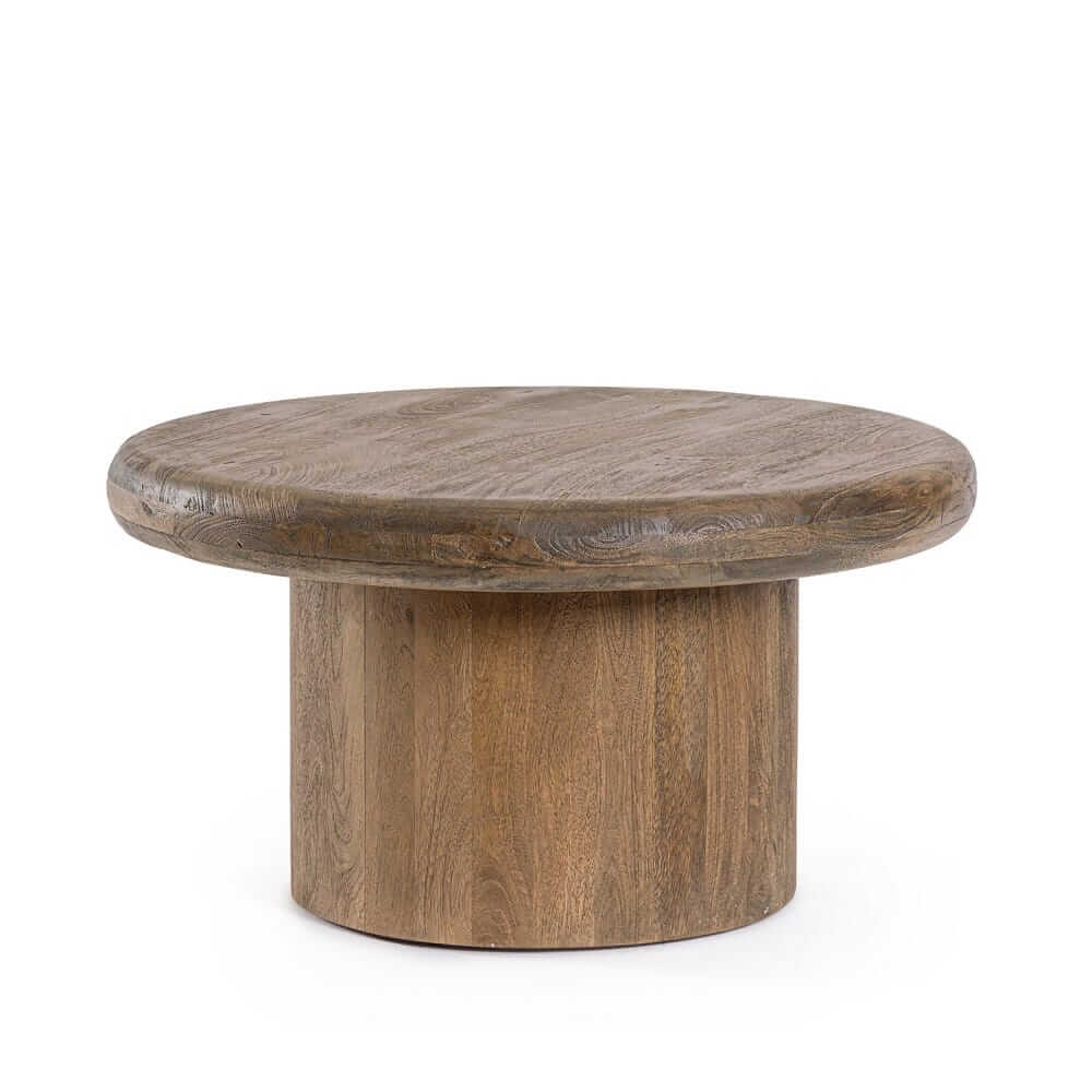 Tavolino da Salotto Rotondo in Legno di Mango Naturale - PHOENIX
