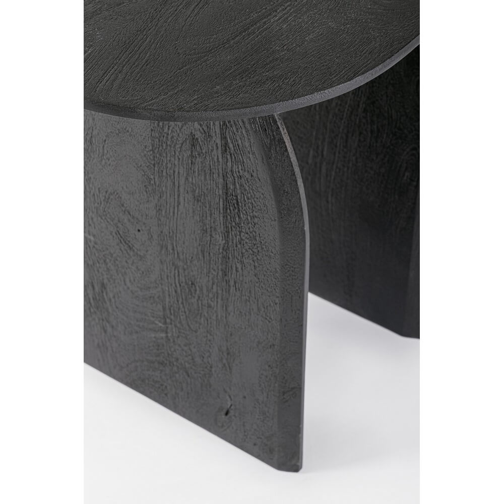 Tavolino rotondo in legno di mango nero con gambe ad arco - MAXIM
