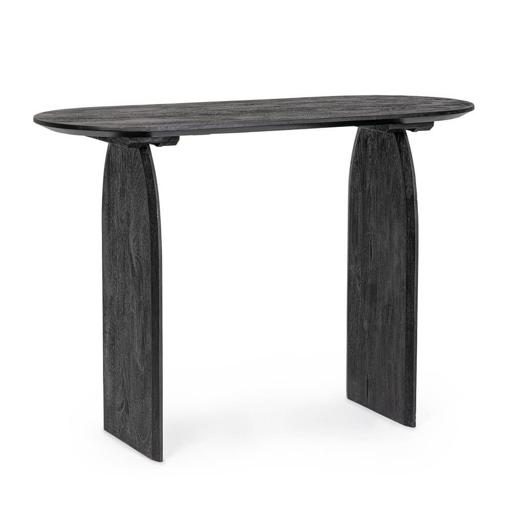 Consolle in Legno di Mango Nero con Piano Ovale - MAXIM