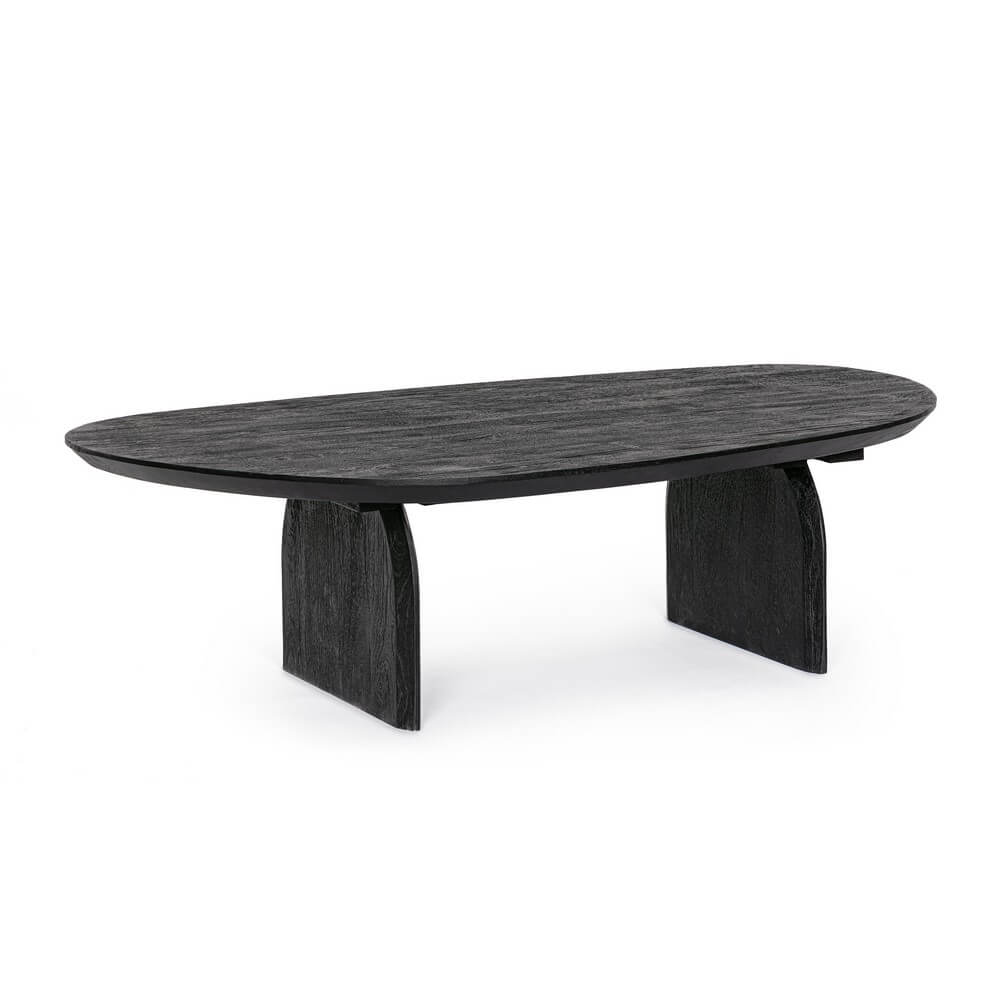 Tavolino da salotto ovale in legno di mango nero - MAXIM