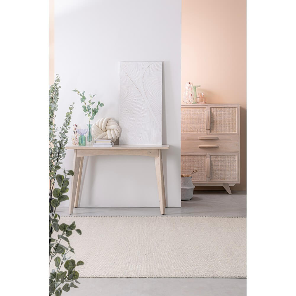 Consolle in legno di mango decapato bianco 115x45 cm - LENA