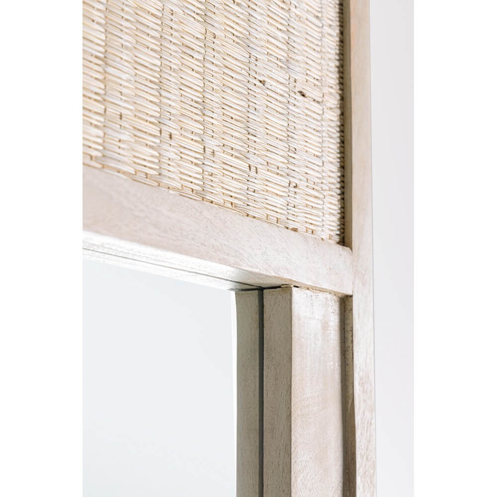 Specchio da Terra con Cornice in Legno di Mango e Rattan - LENA