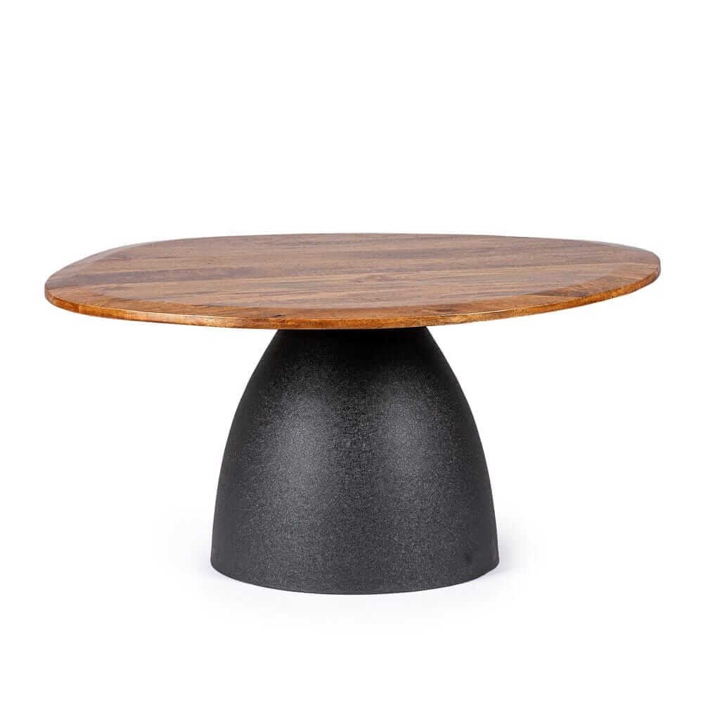 Tavolo FRANKLIN grigio scuro di lato con piano sottile e base nera #colore_Naturale
