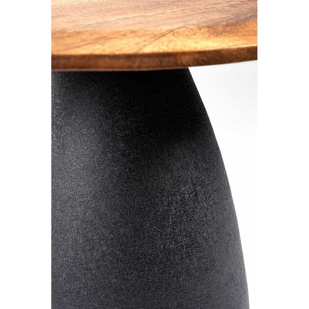 Base conica FRANKLIN grigio scuro craquelé e bordo del piano in legno #colore_Naturale