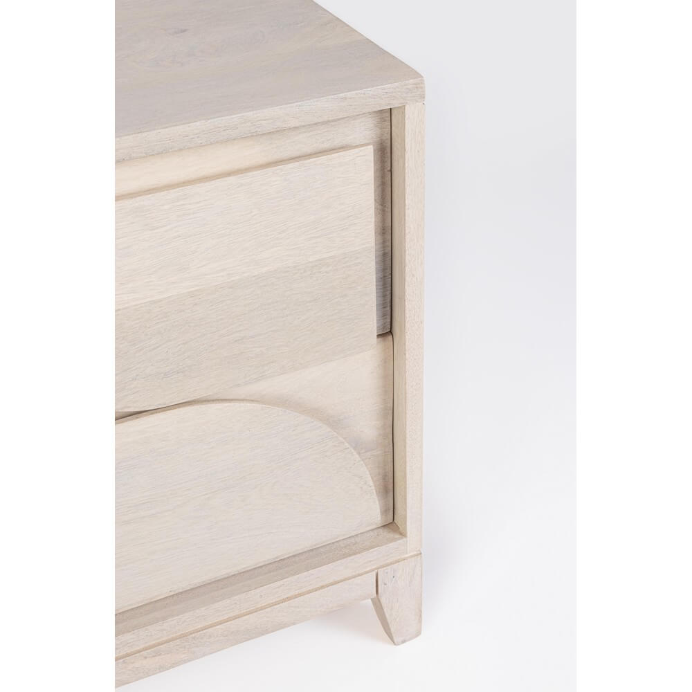 Comodino 2 Cassetti in Legno di Mango Decapato Bianco - BRIELLE