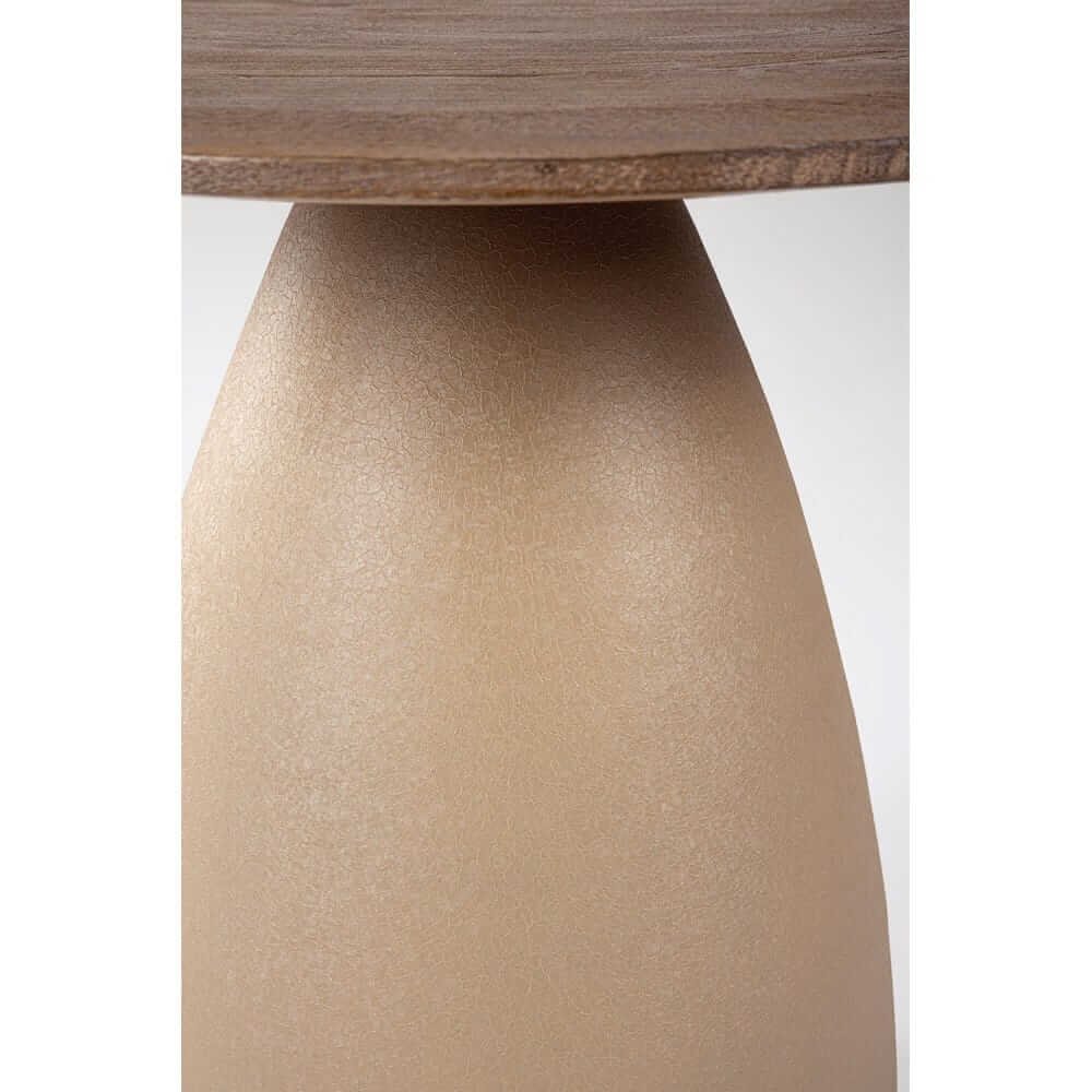 Parte alta del tavolo FRANKLIN naturale dal basso con base beige craquelé #colore_Marrone
