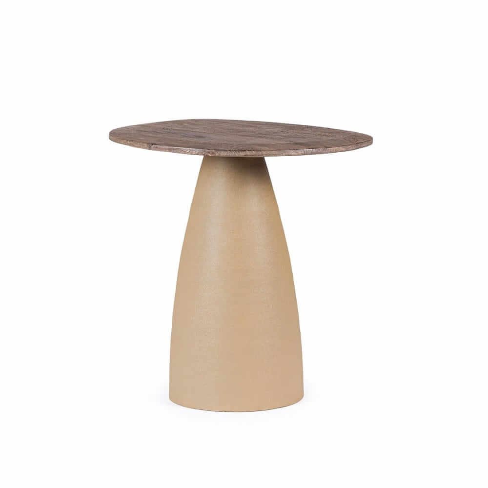 Tavolo FRANKLIN naturale con base conica sabbia in cemento su sfondo bianco #colore_Marrone