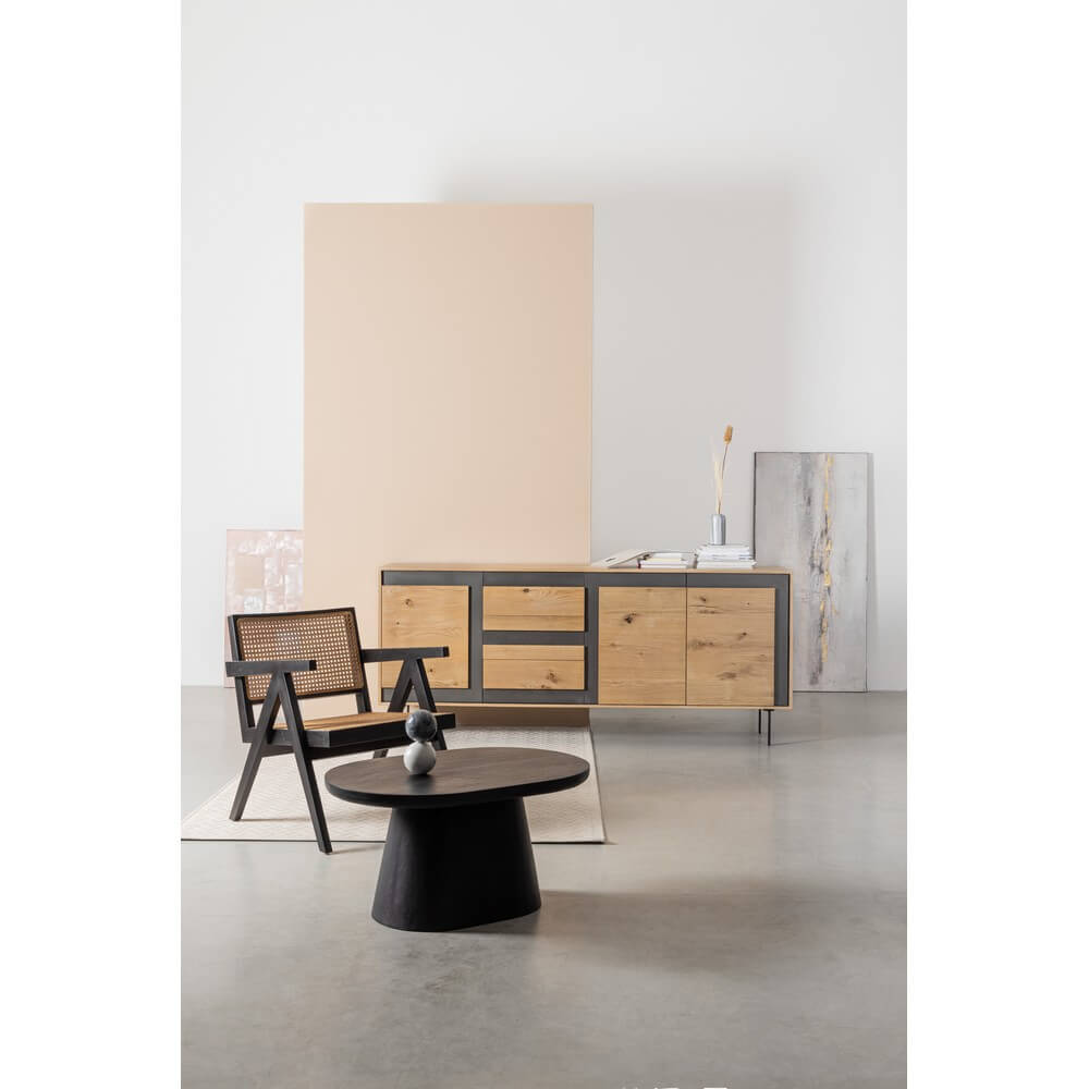 Credenza in Rovere con 3 Ante 3 Cassetti e Gambe in Acciaio - WHITECAFÉ