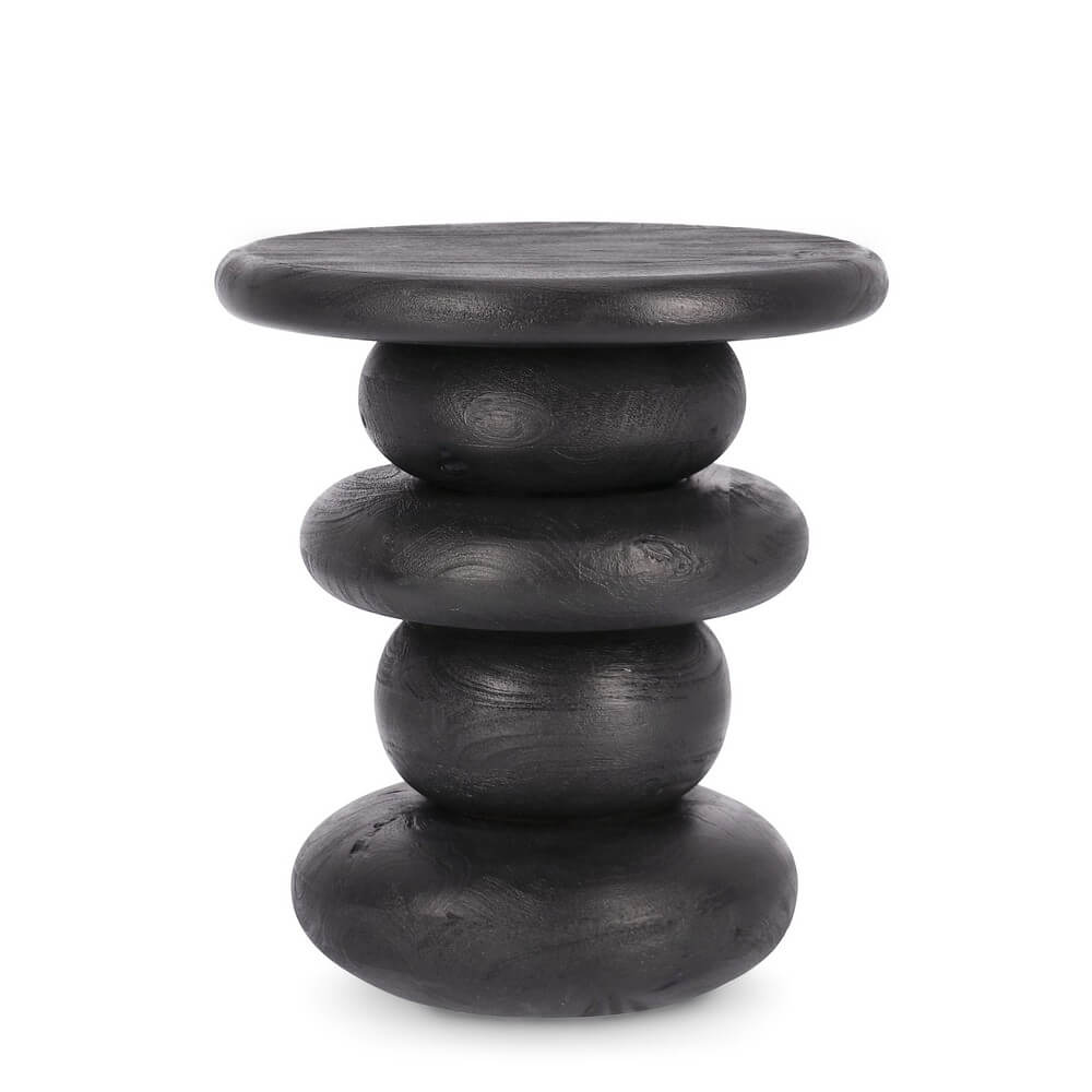 Tavolino in Legno di Mango Nero con Base Scultorea - ALEXIA