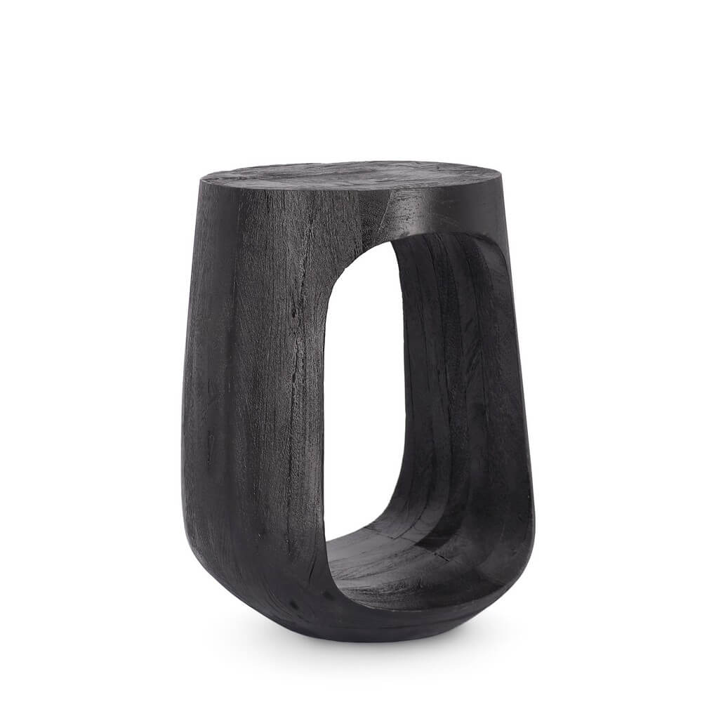 Tavolino in legno di mango nero con apertura scultorea - ALEXIA
