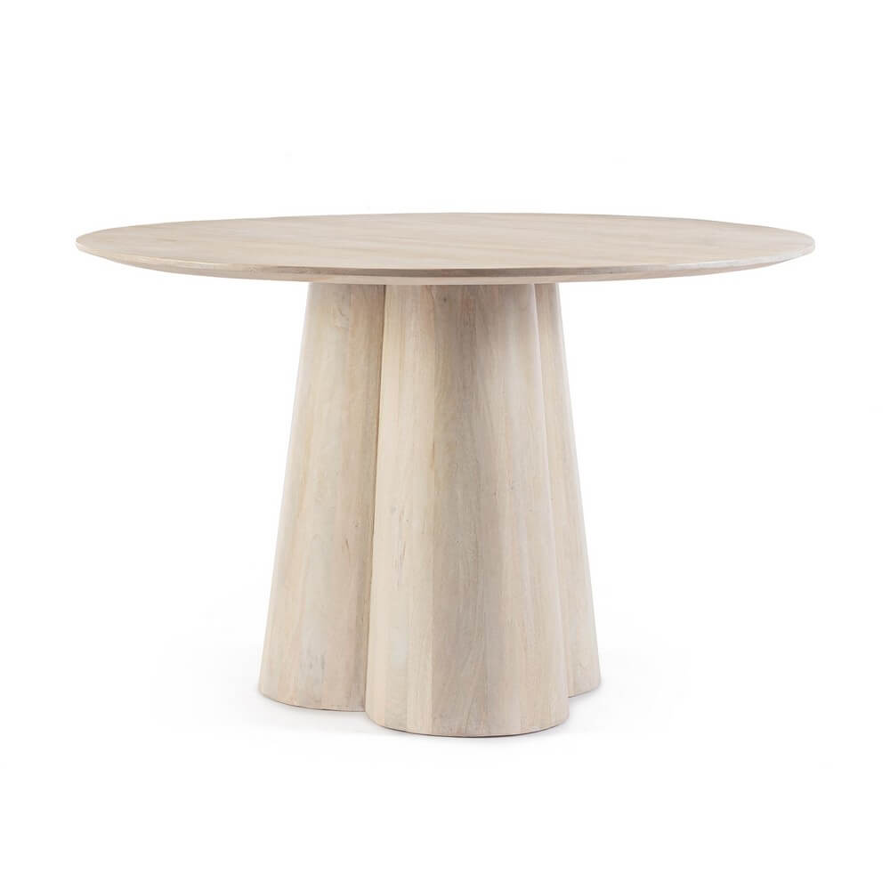 Tavolo da pranzo rotondo in legno di mango bianco diametro 120 cm - ELIJAH