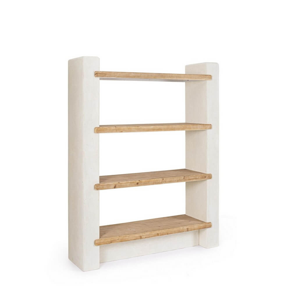 Libreria in MDF con 4 Piani Finitura Sabbiata Stile Rustico - ALBIN