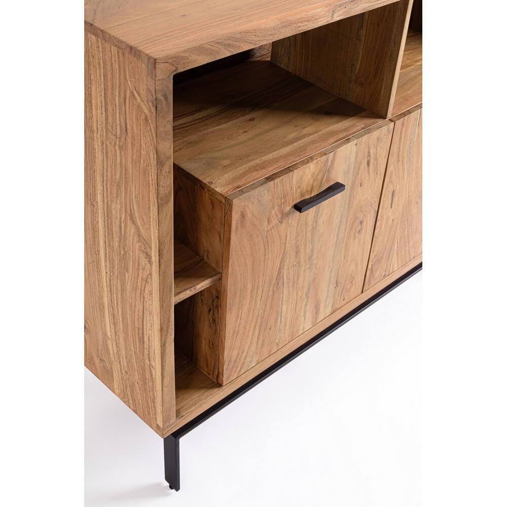 Credenza 2 Ante in Legno di Acacia con Gambe in Acciaio - MANGAL
