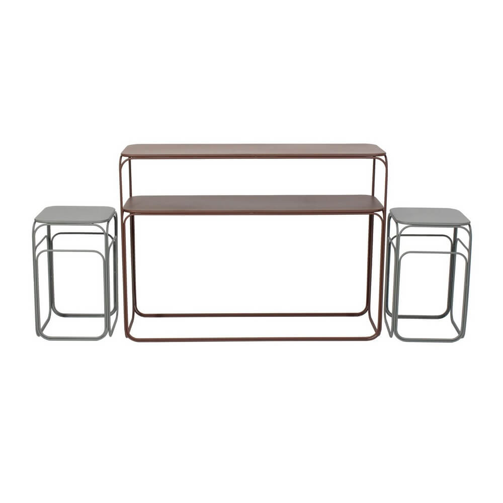 Set consolle con 2 tavolini in acciaio verniciato stile moderno - CLARITY