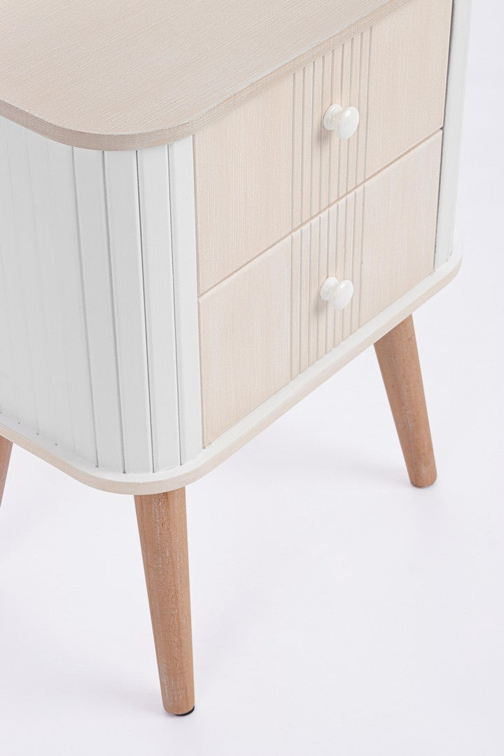 Comodino 2 Cassetti in MDF con Gambe in Legno Stile Nordico - VESLY