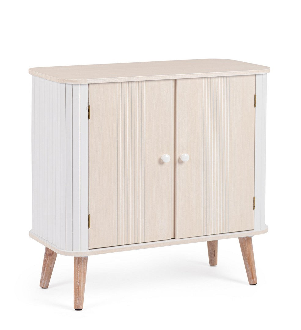 Credenza 2 Ante in MDF Stile Nordico Bianco e Beige - VESLY