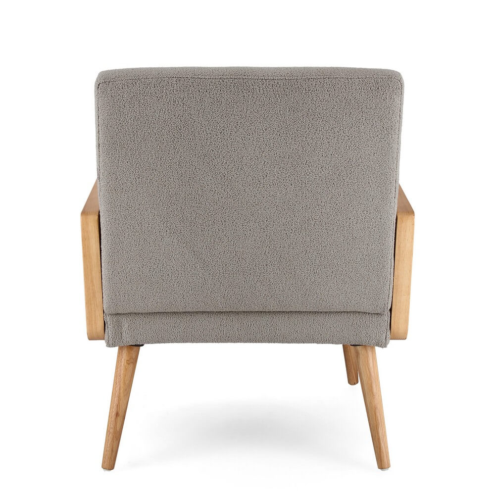 Poltrona con Braccioli in Legno e Tessuto Bouclé Nordico - RENEE