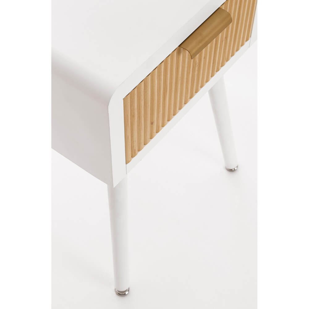 Comodino con 1 Cassetto in MDF e Bambù Stile Nordico - CHARLOTTE