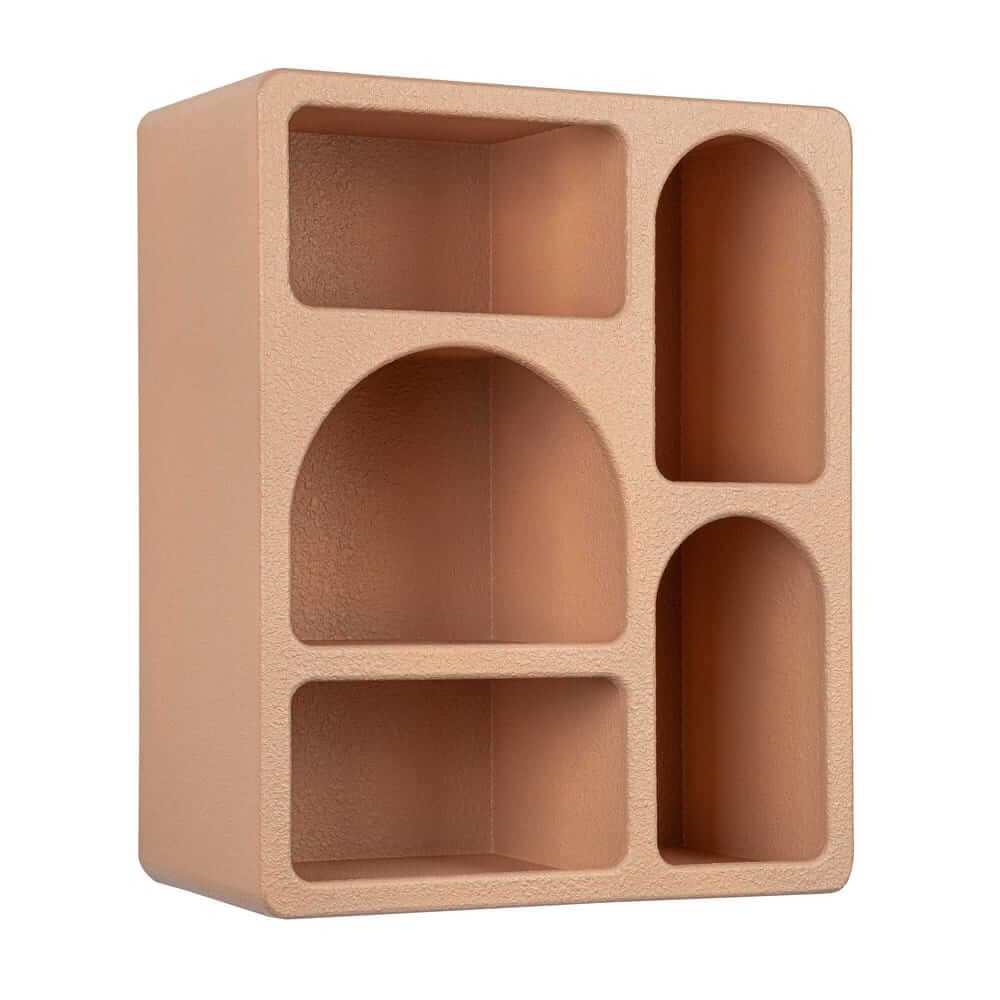 Mensola da Parete in MDF con Nicchie ad Arco Effetto Materico - SILKY