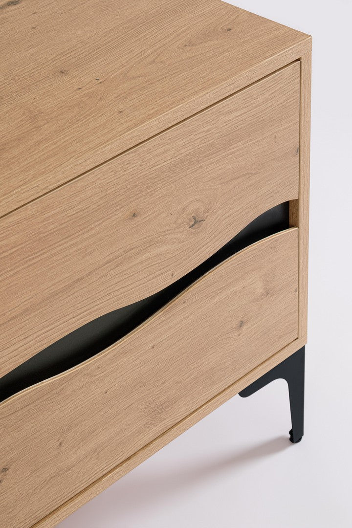 Mobile porta TV 2 ante in legno con gambe in acciaio nero - MELYS