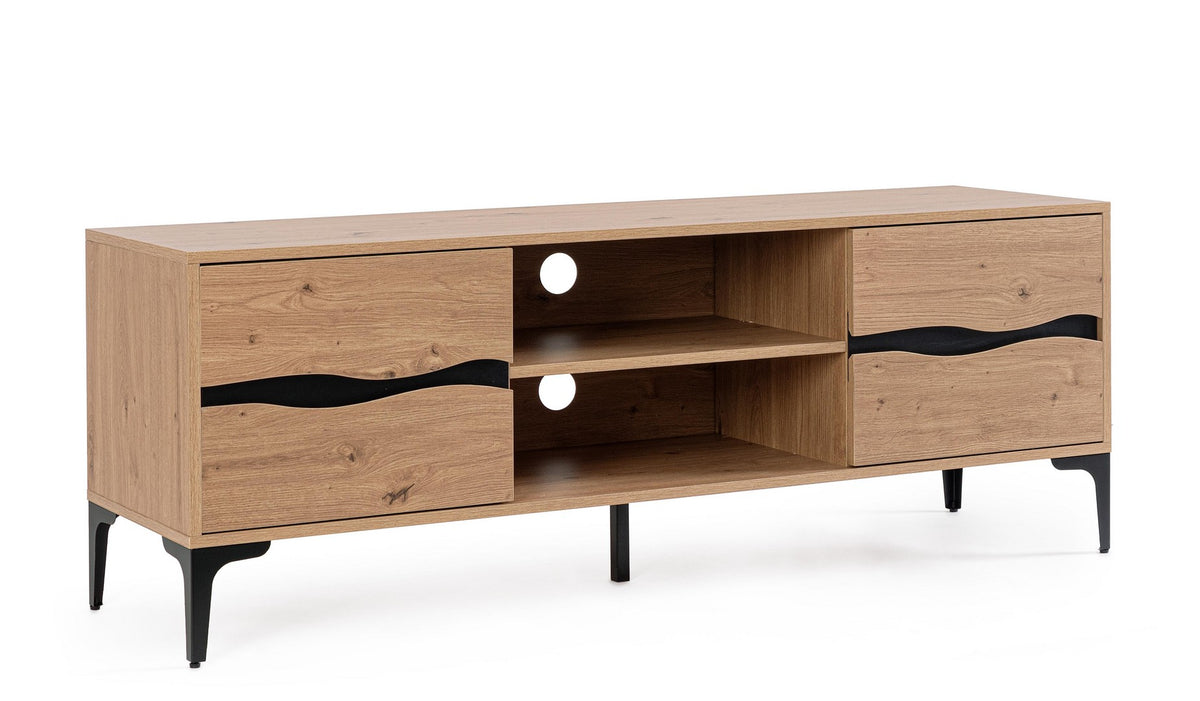 Mobile porta TV 2 ante in legno con gambe in acciaio nero - MELYS
