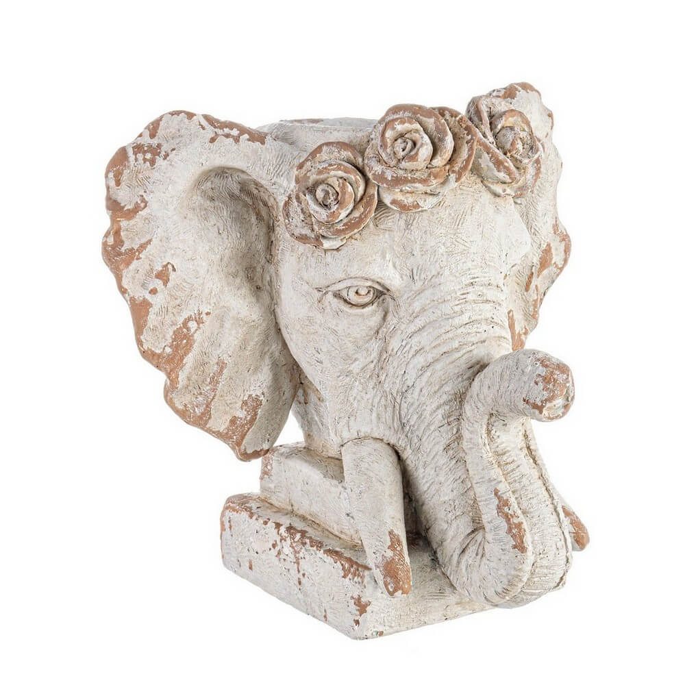 Porta Vaso Testa di Elefante in Magnesia per Esterno 43 cm - ONTHAR