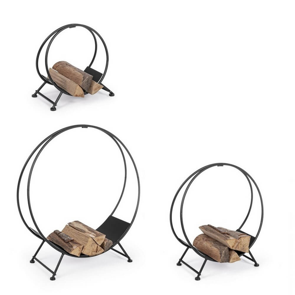 Set da 3 Porta Legna Circolari in Acciaio Verniciato - ARVEN