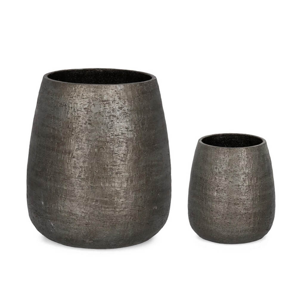 Set di 2 Porta Vaso da Esterno in Fibra di Vetro Fatti a Mano - EMEI