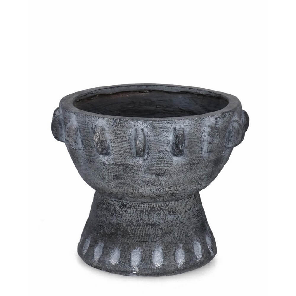 Porta Vaso Tondo in Magnesia Effetto Pietra Grigio D39 - VELKAR