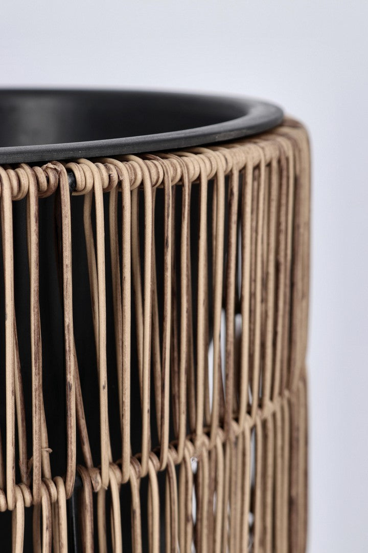 Set di 2 porta vaso in polyrattan con vaso estraibile in plastica - AYUN