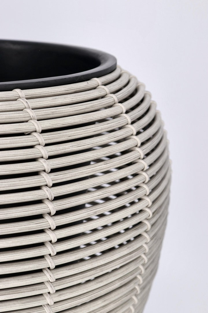 Set di 2 Set da 2 Porta Vaso in Polyrattan Intrecciato con Vaso Estraibile - XIAN