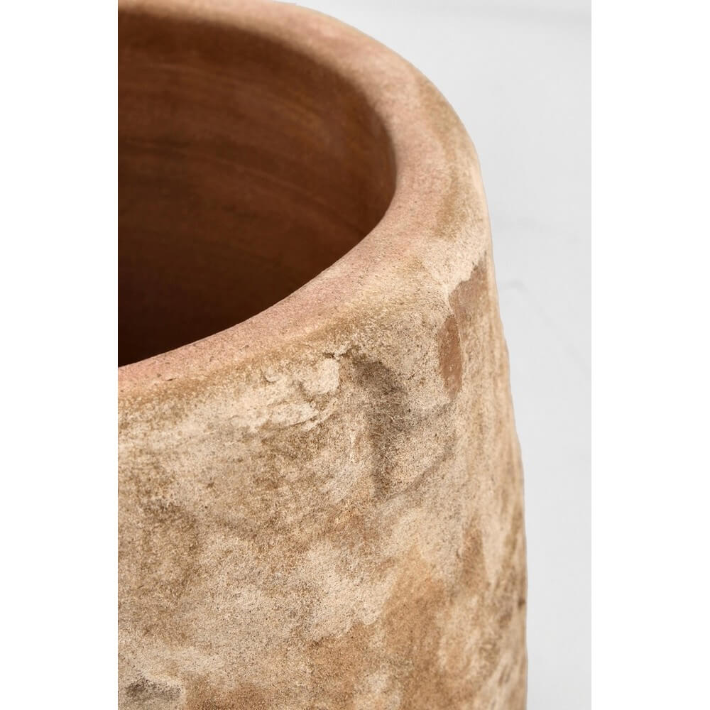 Set da 3 Porta Vasi Bassi in Terracotta Brunita Fatti a Mano - MINH