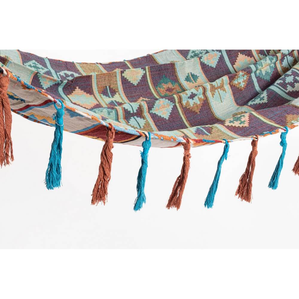 Amaca in Tessuto Poli-Cotone con Nappe Stile Etnico Azzurro Beige - COSTA