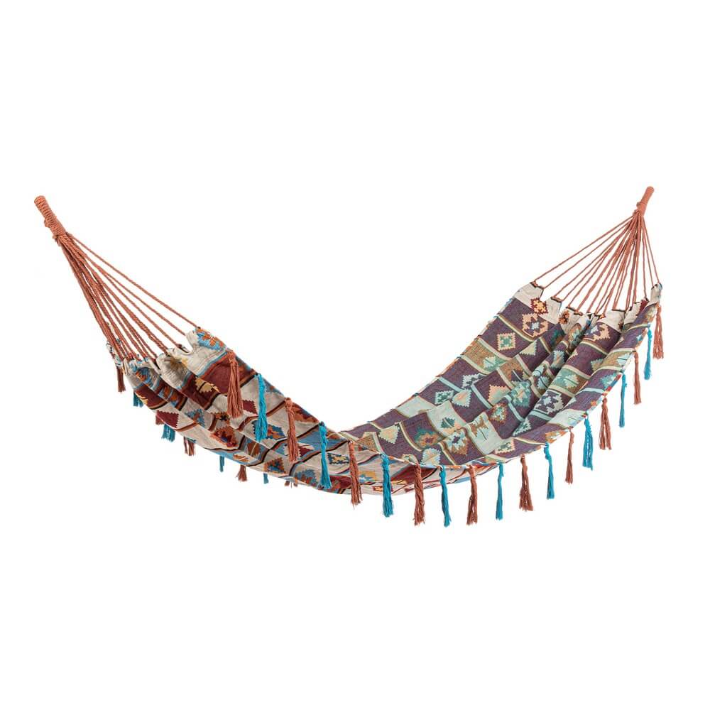 Amaca in Tessuto Poli-Cotone con Nappe Stile Etnico Azzurro Beige - COSTA
