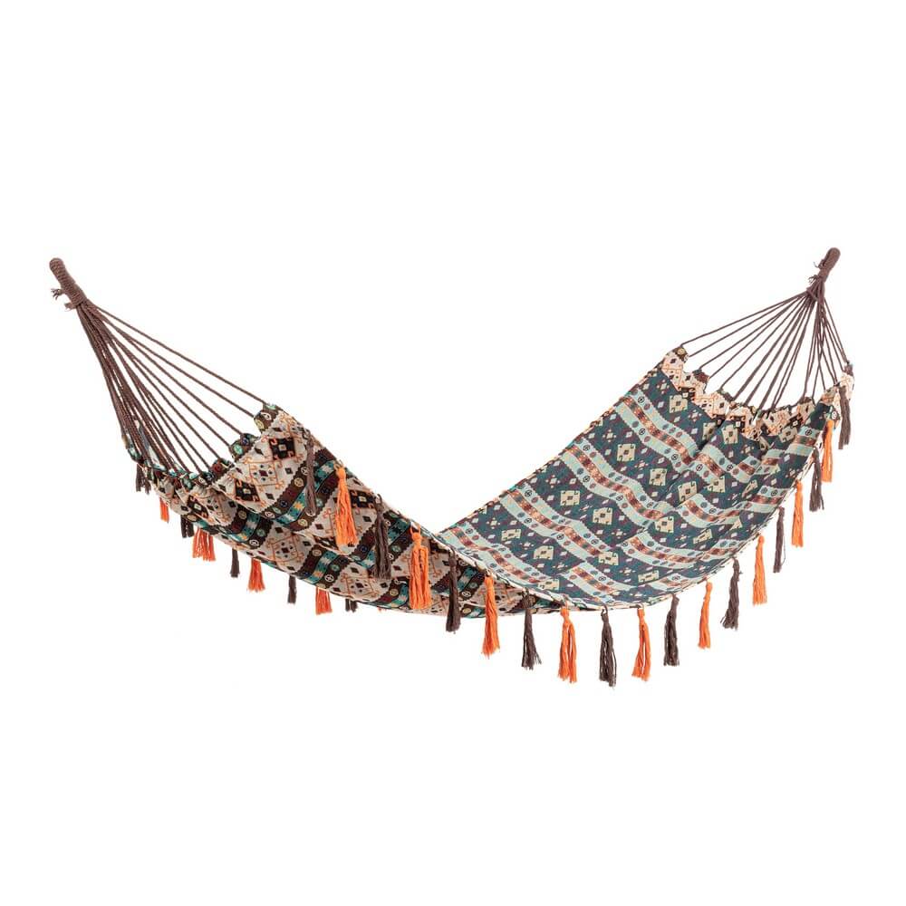 Amaca in Tessuto Poli-Cotone con Nappe Stile Etnico Marrone Beige - COSTA